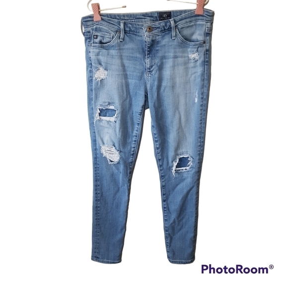 Adriano Goldschmied the Middi Ankle Distressed Mid Rise Skinny Blue Jeans - Picture 1 of 16